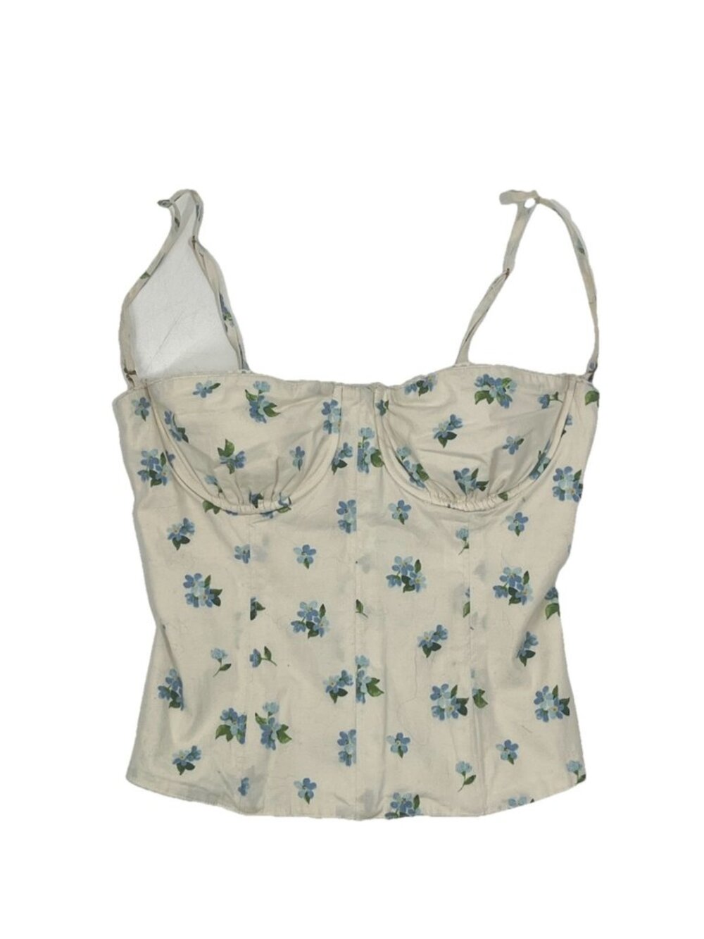 WeWoreWhat Corset Top Floral Blue White Bustier Milkmaid Y2K Coquette Cami Sz 00